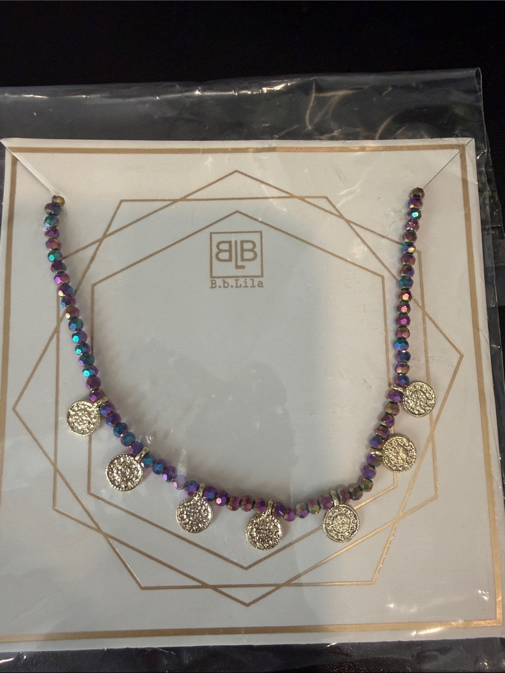 NWT BB Lila Money Honey Beaded Necklace with Gold Coin Charms